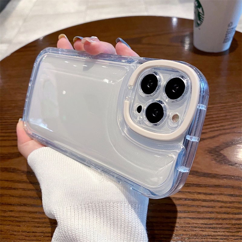 Ốp Điện Thoại Mềm Trong Suốt Có Giá Đỡ Vô Hình Cho iPhone 11 12 13 Pro Max