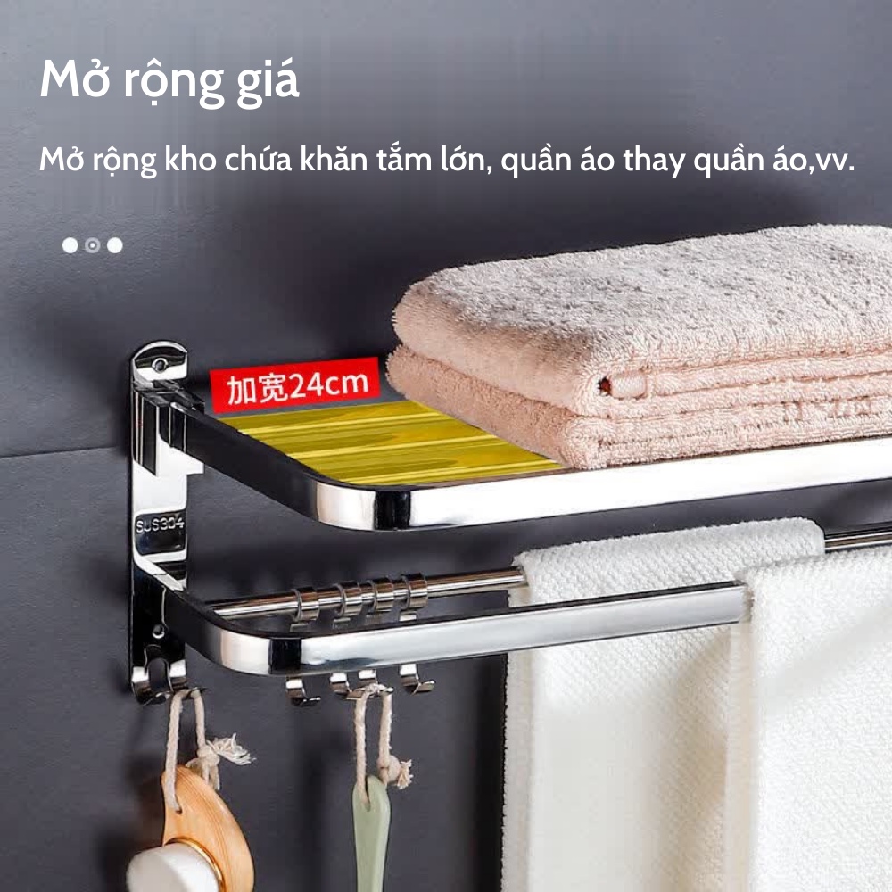 Giá Treo Khăn Nhà Tắm, Kệ Để Đồ Nhà Tắm Inox Không Gỉ Đa Năng Treo Đồ Tiện Lợi THANH XUÂN 98