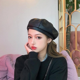 Fashionable Pu Leather Beret For Women