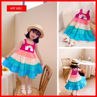 Váy đầm tầng dễ thương cho bé gái từ 2,3,4,5,6,7,8,9,10,11,12,13,14,15,16 tuổi-BXG364