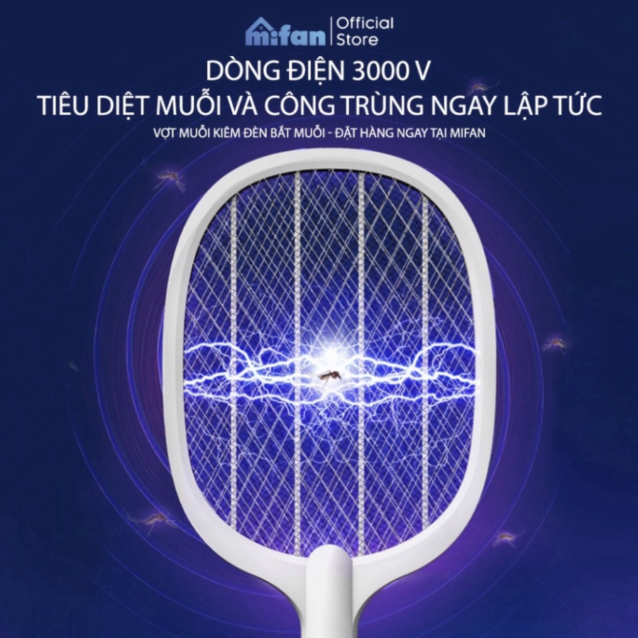 Vợt muỗi kiêm đèn bắt muỗi thông minh 2 trong 1 - Pin sạc cao cấp 1200 mah  - Bảo hành 12th - Máy bắt muỗi