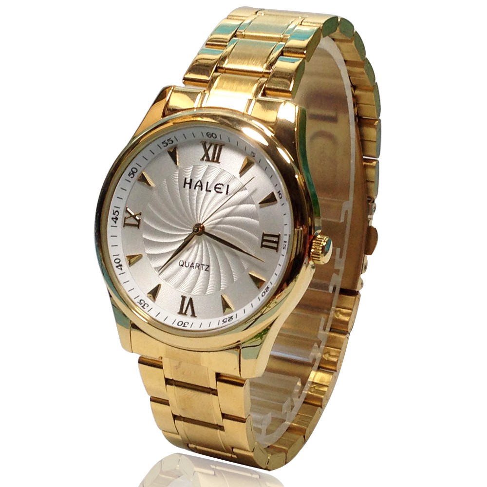 Đồng hồ nam HALEI 66666G (vàng) chống nước dây thép
