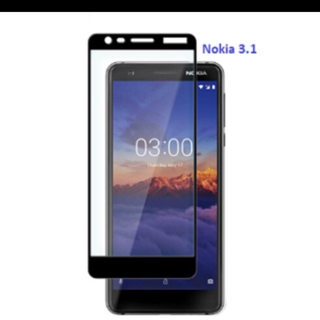 Kính 5d full màn cho Nokia 3.1 tặng ốp dẻo trong