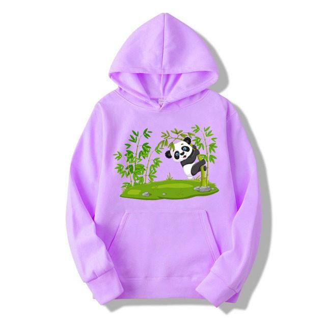 Áo Hoodie Nỉ Nam Nữ Thu Đông Ấm Áp Chất Vải Nỉ Mềm Mịn In 3D Hoạt Hình Gấu Leo Cây Trúc Mặc Đi Chơi - Đi Học Xinh Cute