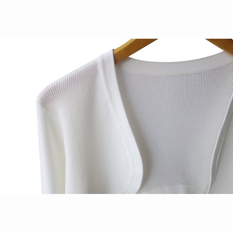 Áo Khoác Cardigan Dệt Kim Dáng Ngắn Tay Dài Lưng Cao Thời Trang Mùa Hè Cho Nữ