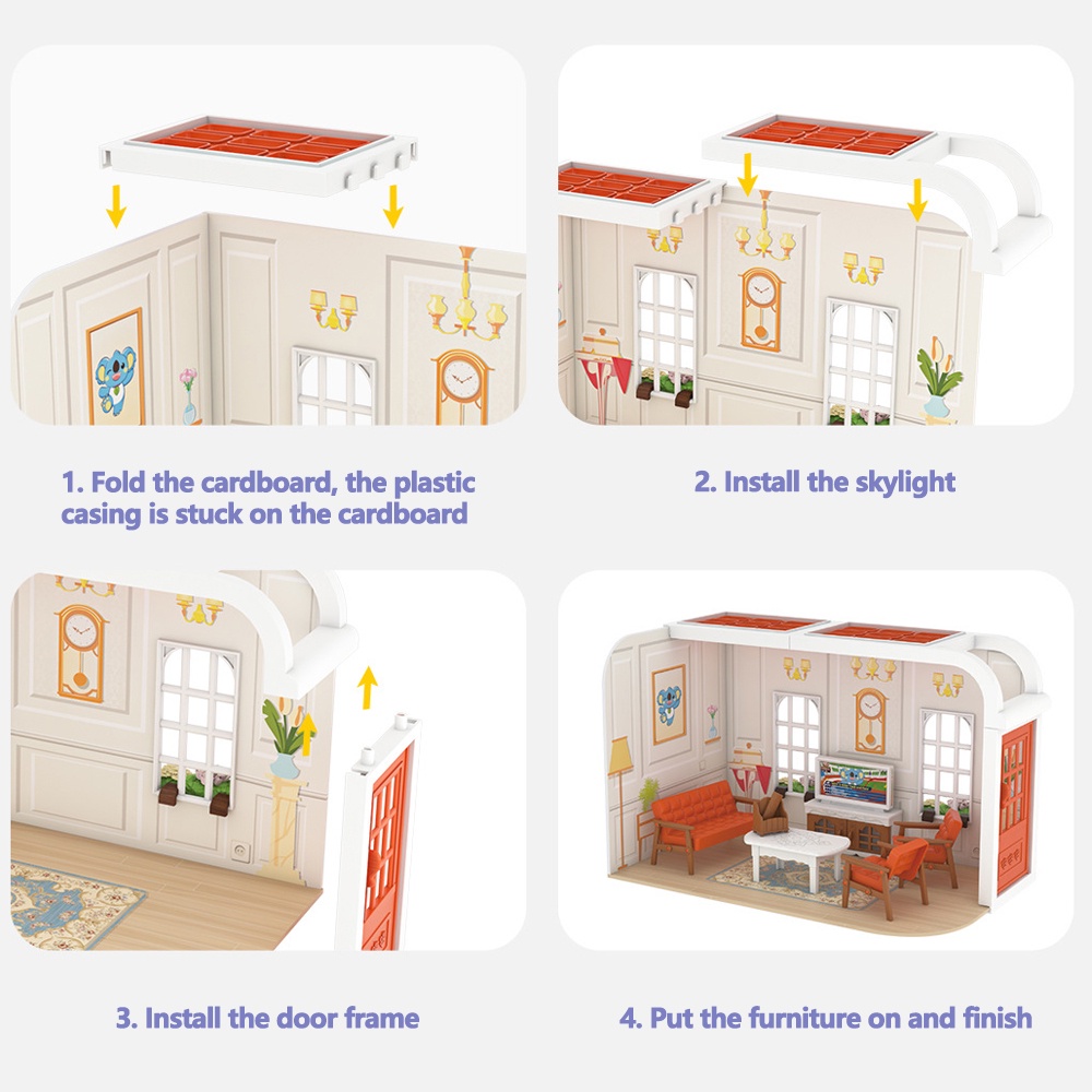 Mô Hình Nhà Búp Bê DIY Hình Thỏ Tỉ Lệ 1 / 12 Trang Trí Nhà Cửa