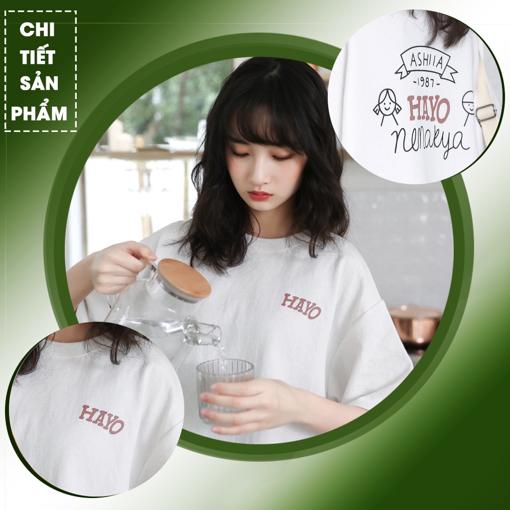 Áo Thun Nam Nữ Unisex Tay Lỡ Chất Cotton Form Rộng In Chữ Hayo Mặc Mùa Hè Thoáng Mát NILO