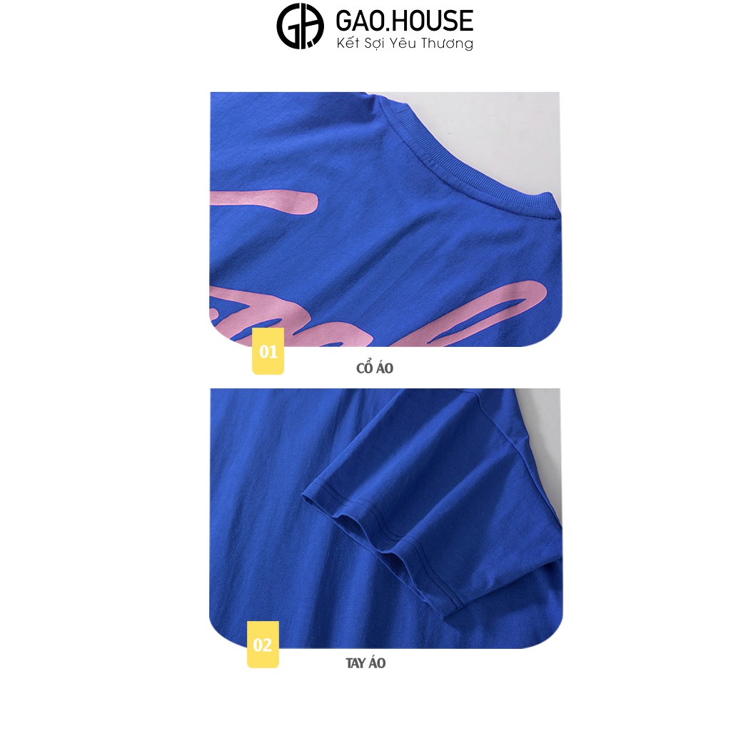 Áo thun nam nữ cộc tay Gạo House cotton màu xanh đậm Strunggle dáng oversize V217