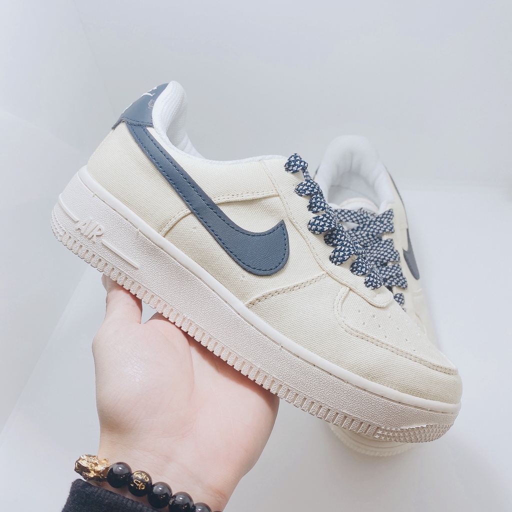 Giày Thể Thao Nam Nữ Sneaker AF1 Cổ Thấp Vải Màu Sữa Xanh Full Size | BigBuy360 - bigbuy360.vn
