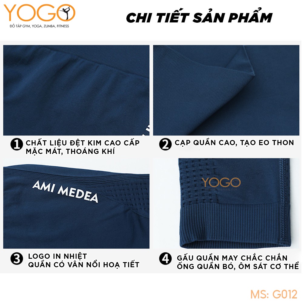 Quần tập gym yoga nữ dáng legging dài thể thao lưng cạp cao nâng mông tôn dáng chất dệt kim co giãn thoải mái YOGO G012