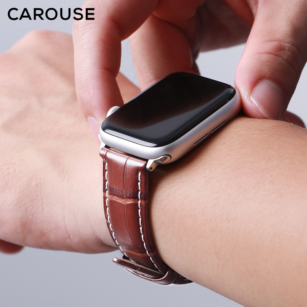 Dây đeo bằng da thật thích hợp cho đồng hồ Apple Watch Series 5/ 4/ 3/ 2 (38Mm/ 42mm)/ Iwatch 40mm/ 44mm
