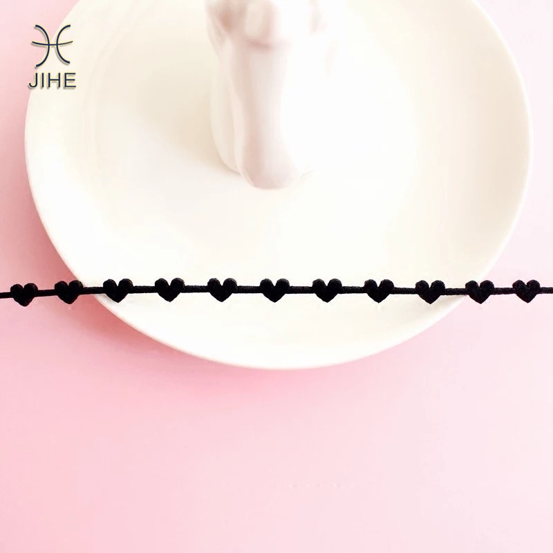 【JIHE】Choker dây chuyền mặt trái tim ba chiều phong cách Nhật Hàn thời trang