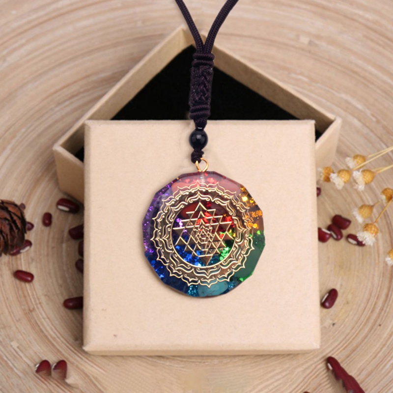 Mặt dây chuyền Orgonite Vòng cổ Sri Yantra, Vòng cổ năng lượng luân xa hình học thiêng liêng Vòng cổ năng lượng , Vòng cổ thiền định và cầu nguyện
