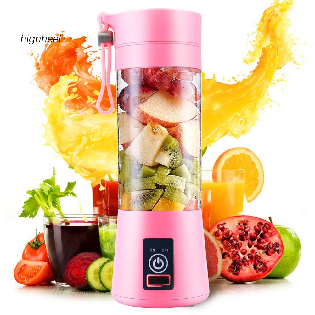 【HHEL】Portable Home USB Rechargeable 4-Blade Electric Fruit Extractor Juice Blender