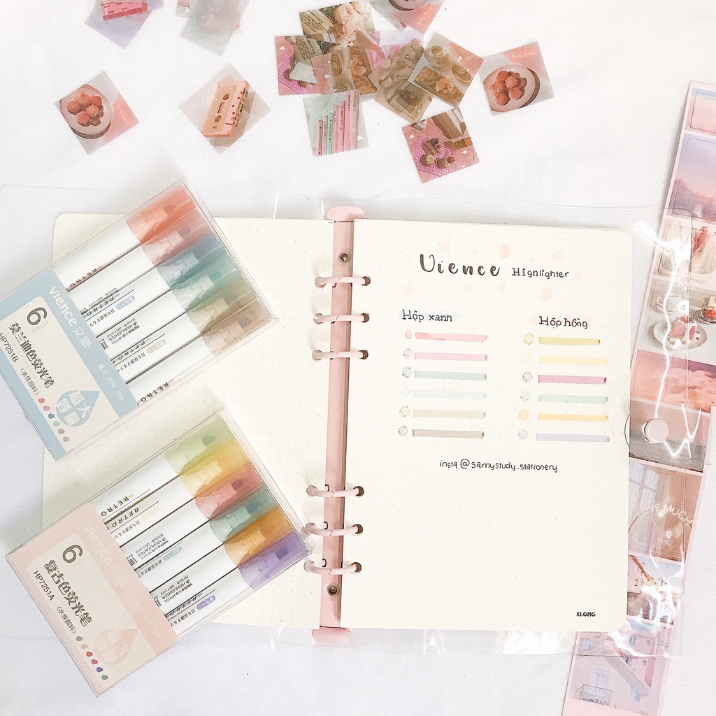 SET BÚT HIGHLIGHT VIENCE BÚT DẠ QUANG ĐÁNH DẤU BÀI TAKE NOTE BULLET JOURNAL