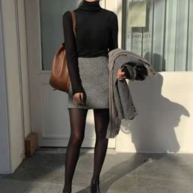 (Big size) chân váy dạ chữ A có túi có quần trong C016