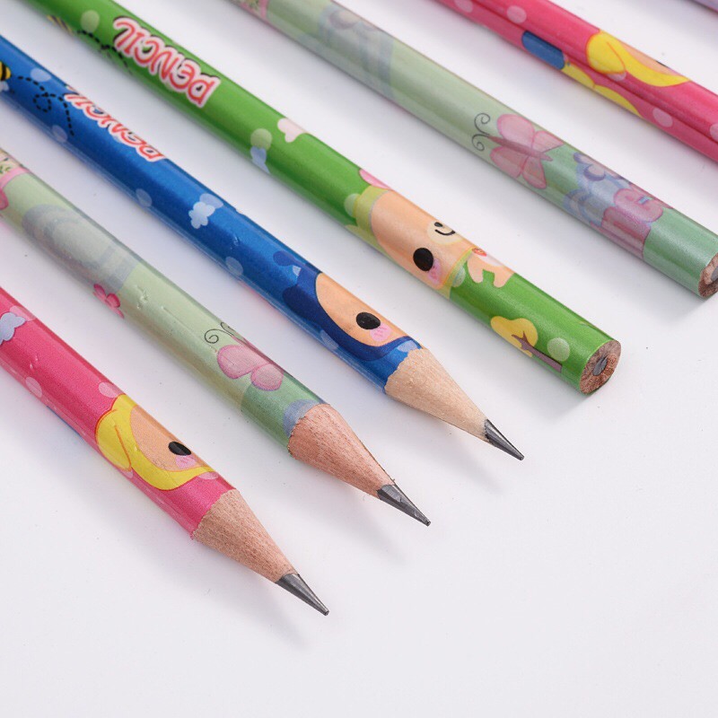 Bút chì gỗ đầu gôm tẩy_bút chì HB đen đỏ dễ thương nhiều màu sắc_bút chì cute cho học sinh