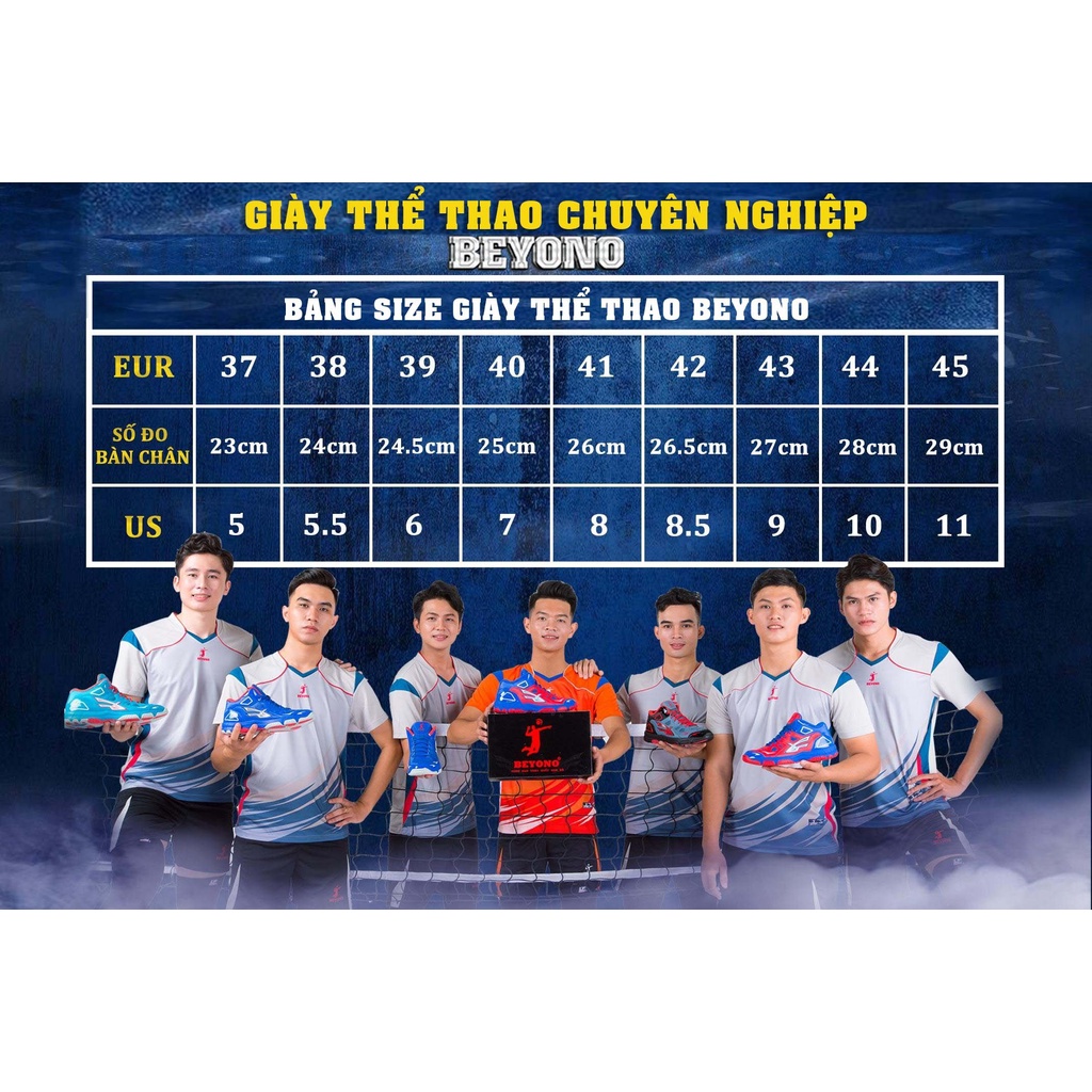 Giày thể thao nam nữ Beyono Golden star C red black, giày bóng chuyền đế cao su tự nhiên, chịu lực, thoáng khí