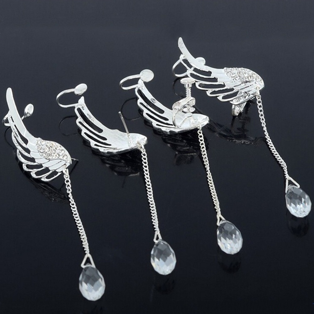 Đôi Bông Tai Họa Tiết Đôi Cánh Đính Đá Thời Trang Cho Nữ
