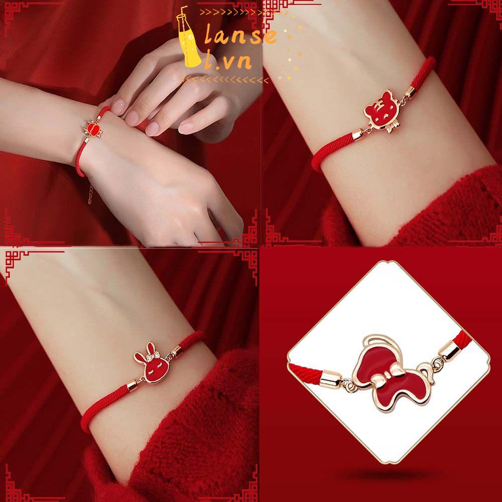 Dây Đeo Màu Đỏ Đính 12 Cung Hoàng Đạo Kiểu Trung Hoa Cho Cặp Đôi