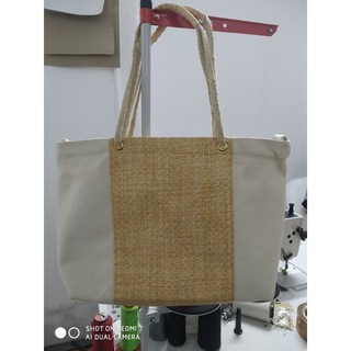 Túi Canvas phối Cói - Quai Đay