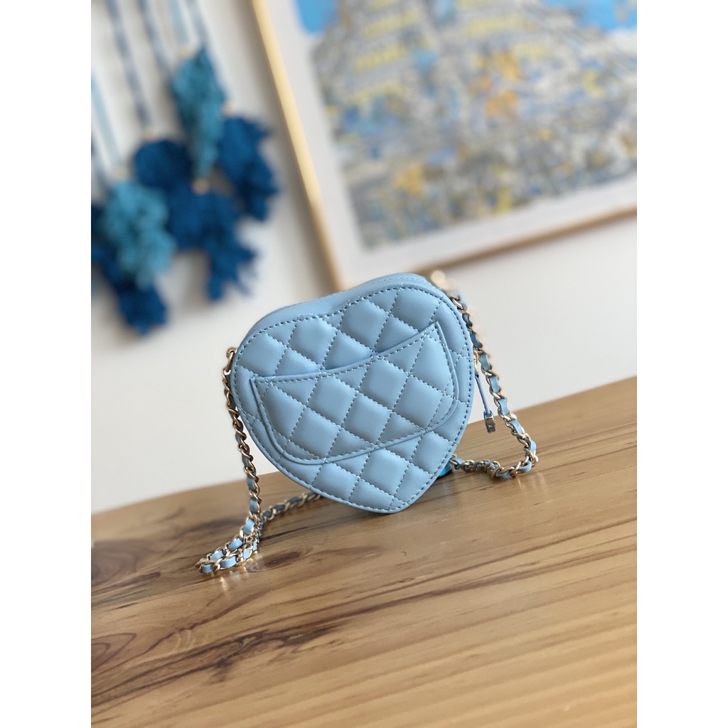 Túi đeo chéo nữ da thật thời trang cao cấp 𝘾𝙝𝙖𝙣𝙚𝙡 𝘾𝙝𝙖𝙣n𝙚𝙡 CN thiết kế hình trái tim