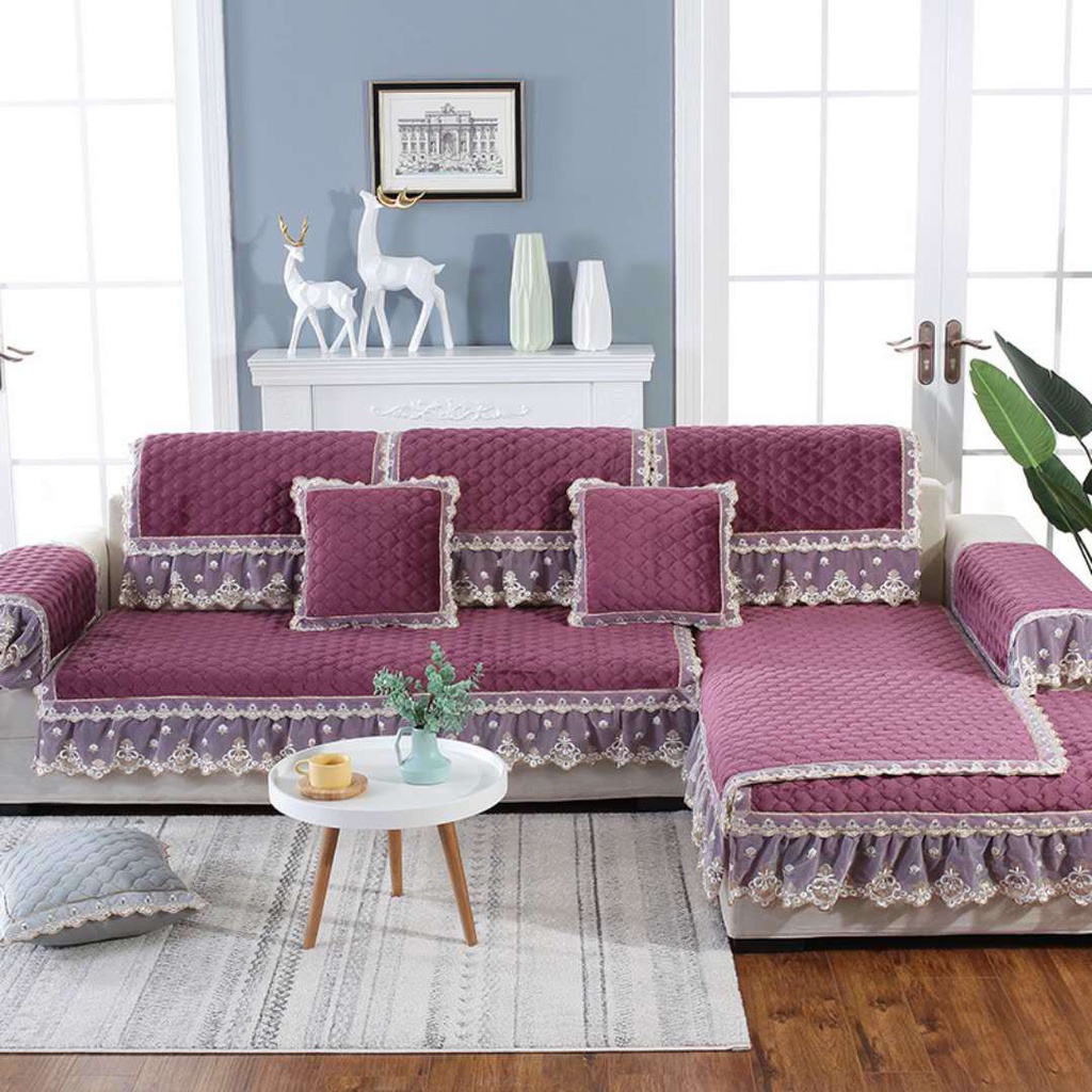 Vỏ Bọc Ghế Sofa Mùa Đông Bằng Vải Flannel Dày Chống Trượt Phong Cách Châu Âu