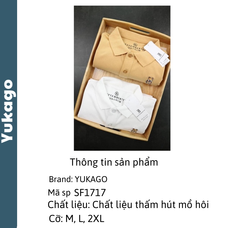 Áo thun áo đôi nam nữ dáng polo cổ bẻ thêu hình chó hàng vnxk Yukago SF1717