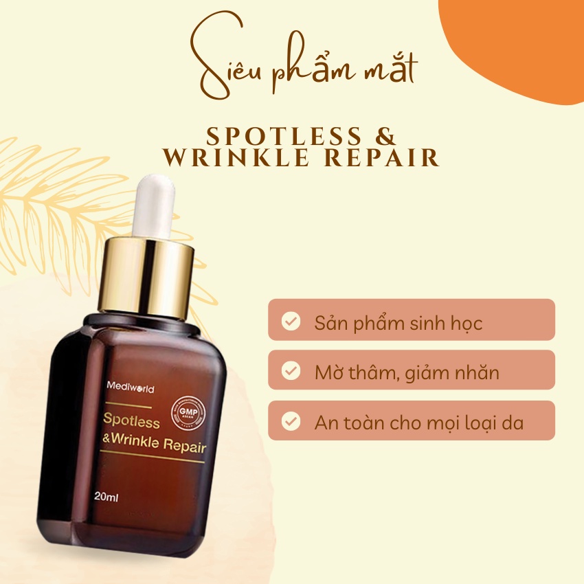 Serum dưỡng mắt Mediworld mờ thâm, giảm bọng mắt, nếp nhăn SPOTLESS & WRINKLE REPAIR - 20ML