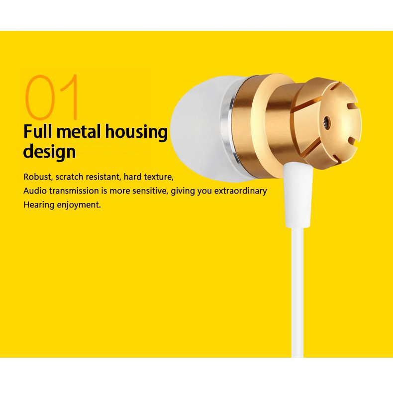 Tai Nghe Nhét Tai Bằng Kim Loại HD Chống Ồn Kèm Mic Mp3 HIFI