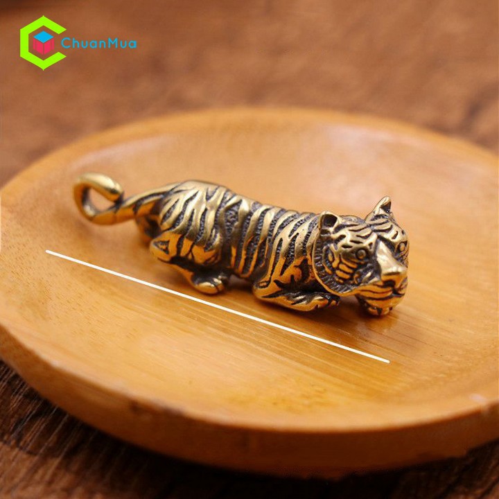 Móc Khóa Con Hổ Bằng Đồng Thau (Móc Khóa Tuổi Dần, Cao Cấp, Giá Rẻ, Sỉ)
