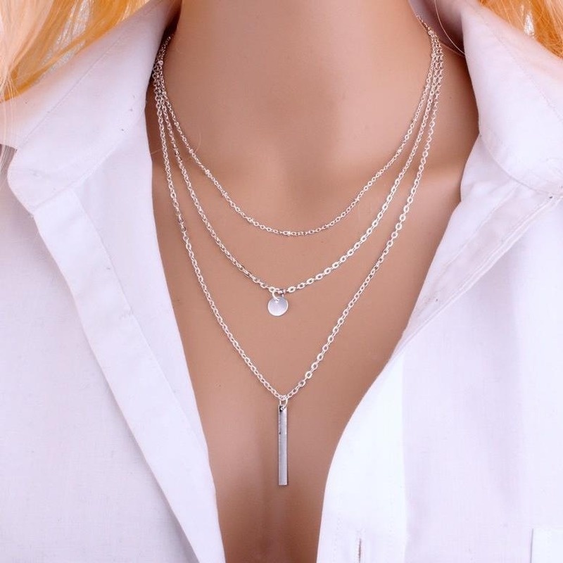 Vòng cổ Nhiều Lớp Đính Hạt Đồng Phong Cách Âu Mỹ Sang Trọng 210902