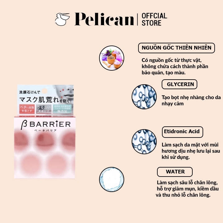 Xà phòng rửa mặt gúp làm sạch bụi bẩn, bã nhờn Pelican B Barrier Facial Soap 80g