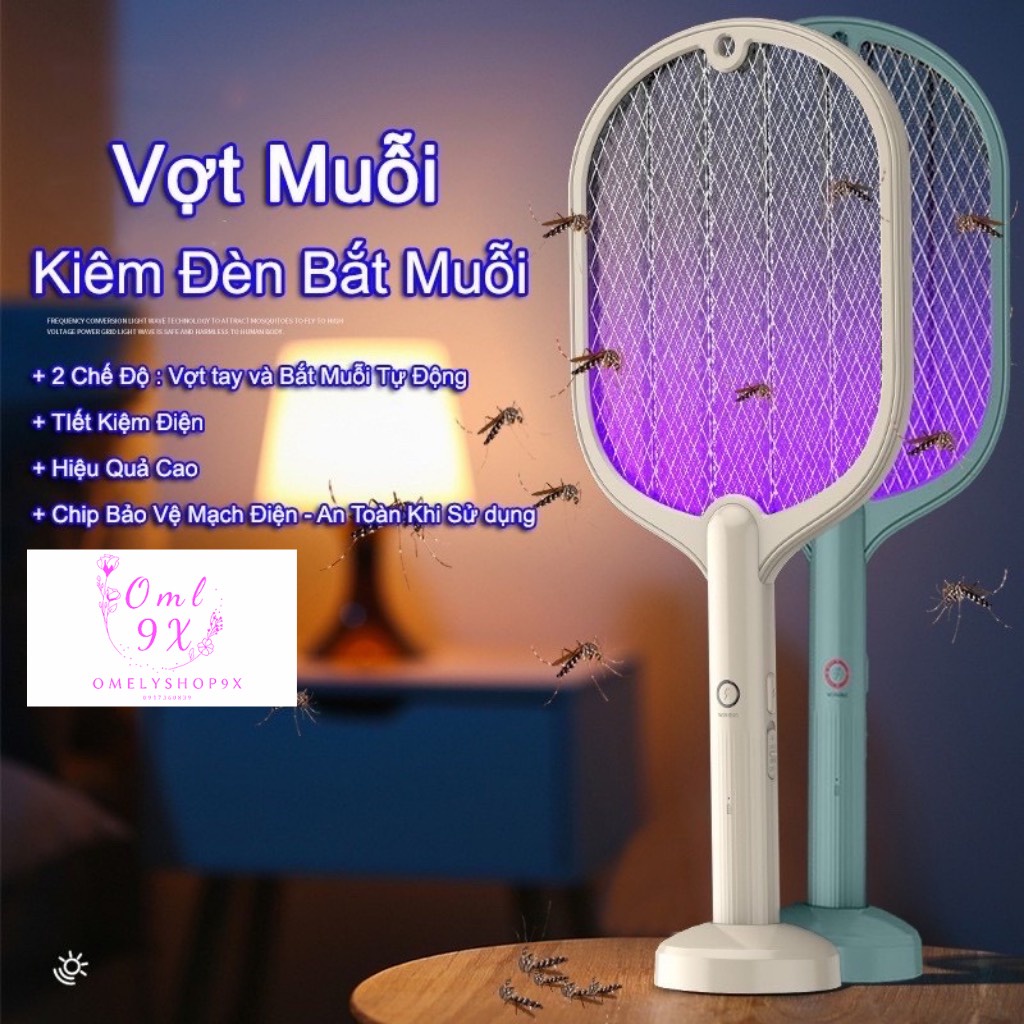 Vợt muỗi thông minh kiêm đèn bắt muỗi và đèn ngủ đa năng-Tích điện 3 trong 1-Omelyshop9x