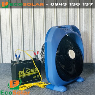 Quạt hộp kẹp bình ắc quy 12V - ( không kèm theo bình, tấm pin năng lượng ) giao màu ngẫu nhiên