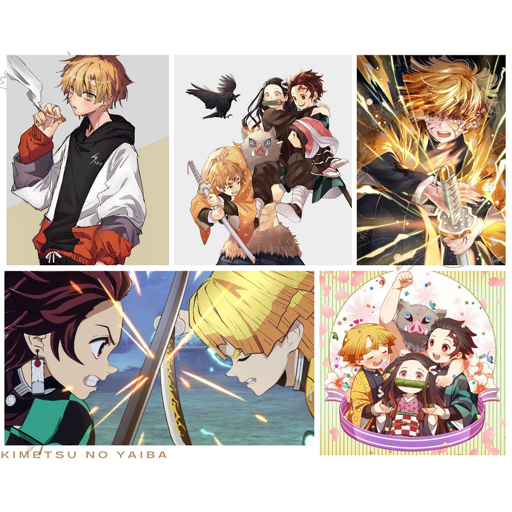 Postcard Kimetsu no Yaiba - Demon Slayer có dán sticker in hình anime - Quà Tặng