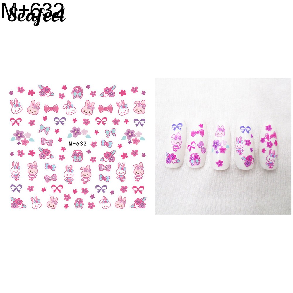 SF Animal Heart Star Bee Flower Nail Sticker Water Transfer Art Decor