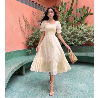 Olv - đầm granola puff sleeve dress