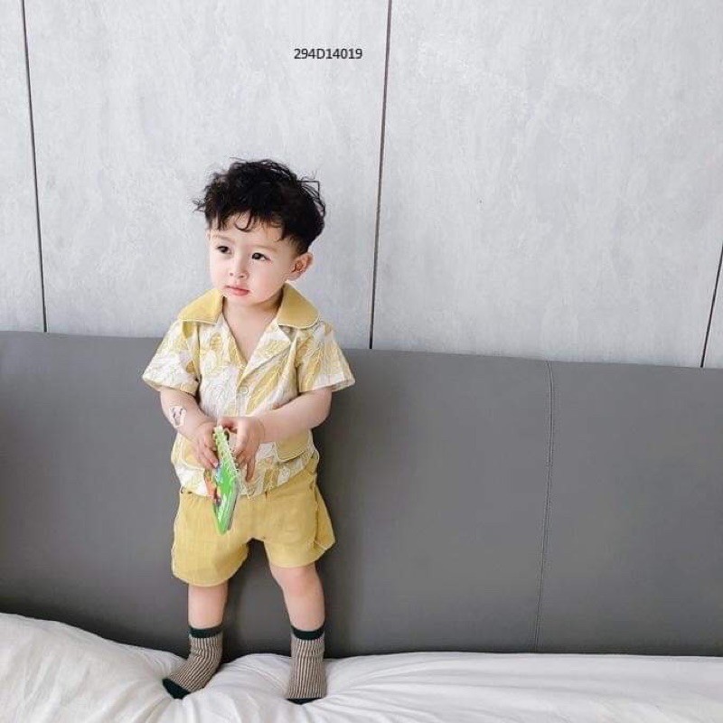 Bộ Pijama vải thô Hàn mềm mát, đồ bộ quần áo ngủ đáng yêu cho bé từ 8 đến 20kg - Riokids DN1