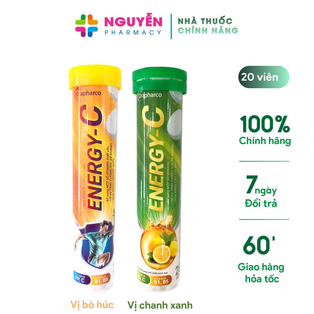 Viên sủi Energy C tuýp 20 viên - Bổ sung vitamin C, thanh nhiệt, tăng cường sức đề kháng