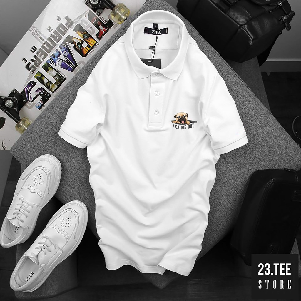 Áo Polo Pug in ngực đen và trắng | BigBuy360 - bigbuy360.vn