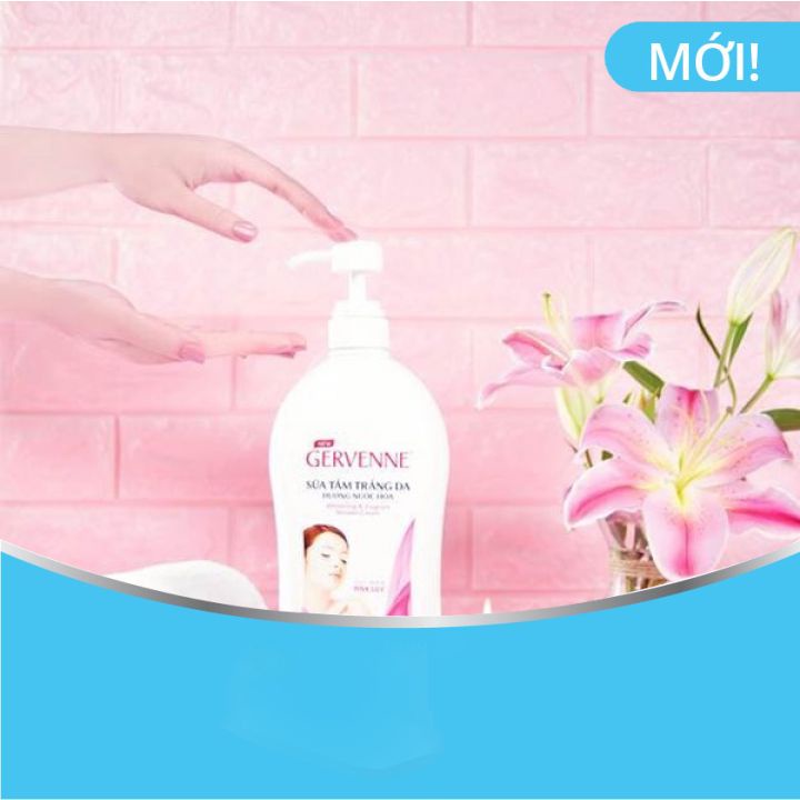 Sữa tắm trắng da hương nước hoa Goas't Milk &amp; Green Lily 900g Gervenne LIU GIỮ HƯƠNG THƠM LÂU -CHO LÀN DA MỀM MẠI