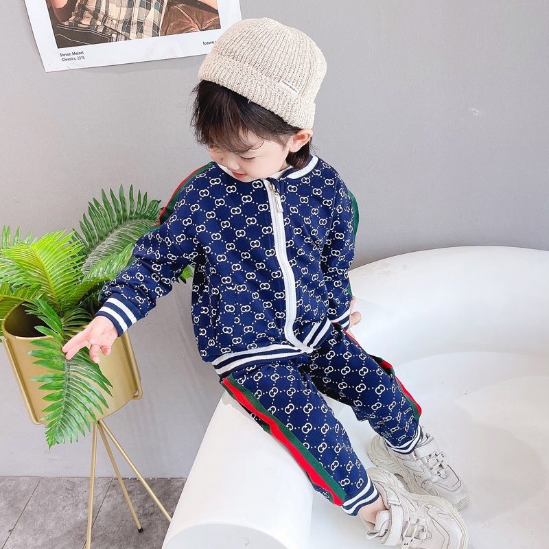 Set Đồ Thể Thao 2 Món Áo Khoác Cotton Có Khóa Kéo + Quần Dài Phong Cách Phương Tây Cho Bé Gái
