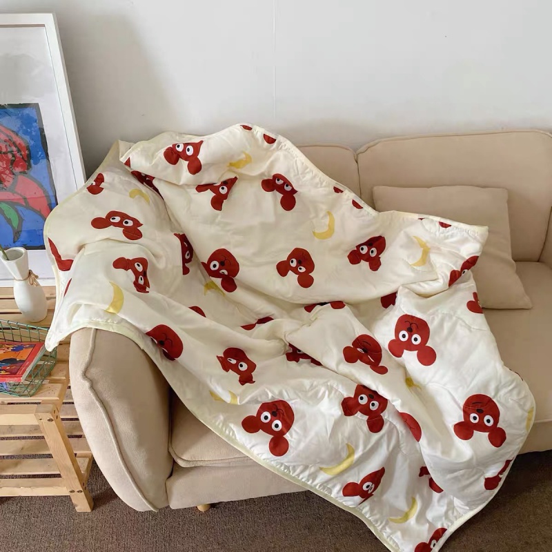 Chăn Bông Mỏng Thoáng Khí Họa Tiết Gấu Mặt Trăng Dễ Thương Dành Cho Học Sinh