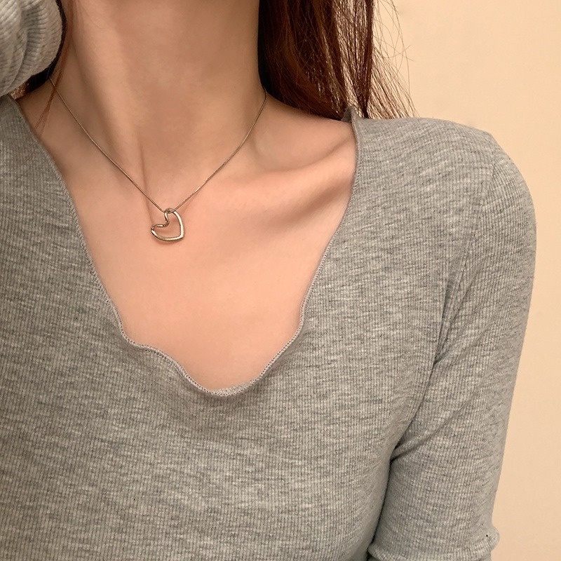 Vòng cổ Choker Mặt Hình Trái Tim Đơn Giản Phong Cách Hàn Quốc Cho Nữ