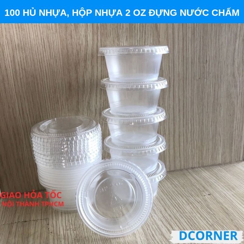 50|100 Hũ nhựa đựng nước sốt chấm kèm nắp mang đi tiện lợi, chắc chắn
