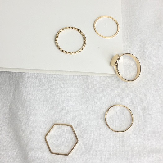 Set 5 Nhẫn Kim Loại B845 Phong Cách Hàn Quốc Cho Nữ