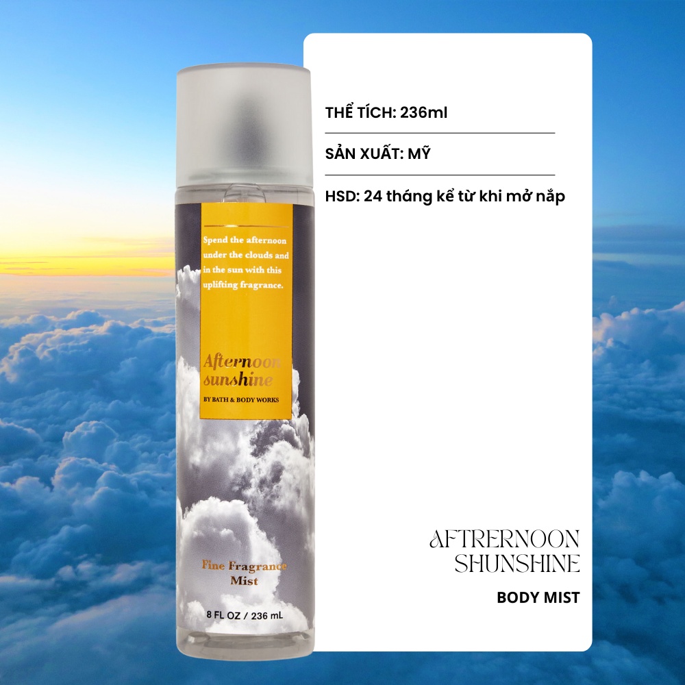Xịt Thơm Toàn Thân - Bath And Body Works Body Mist Afternoon Sunshine 236ml