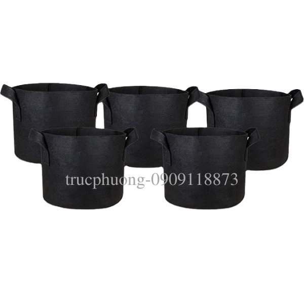 Túi vải trồng cây, trồng hoa củ quả, chậu vải trồng câu siêu bền có quai cầm siêu bền màu đen nhiều kích thước