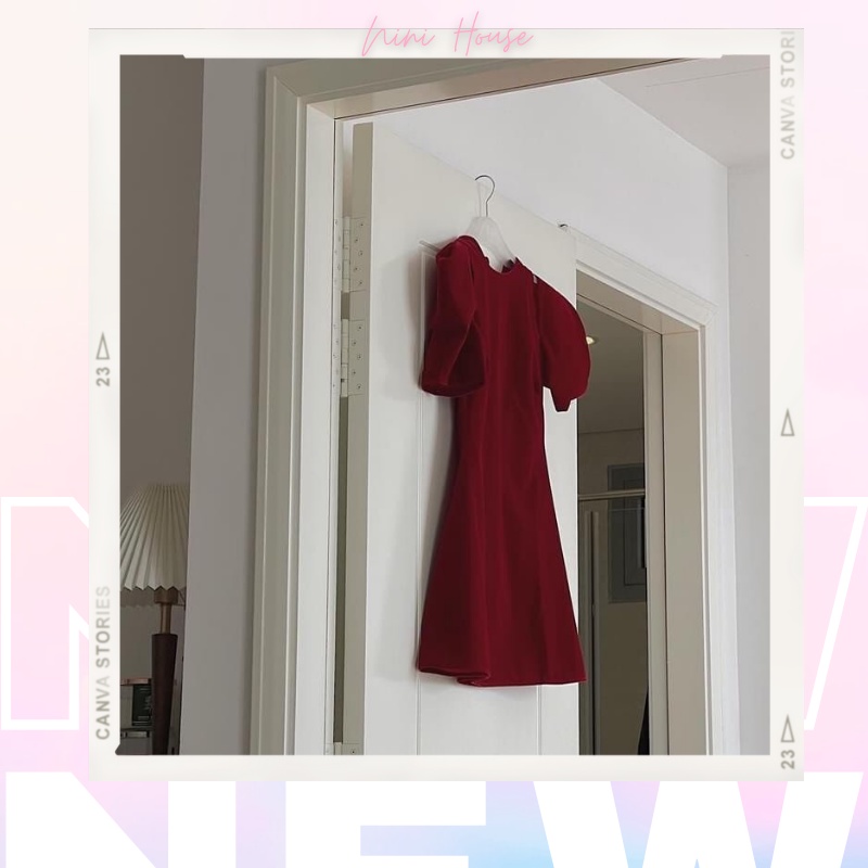 Váy nhung khoét vai tay bồng sang chảnh | BigBuy360 - bigbuy360.vn